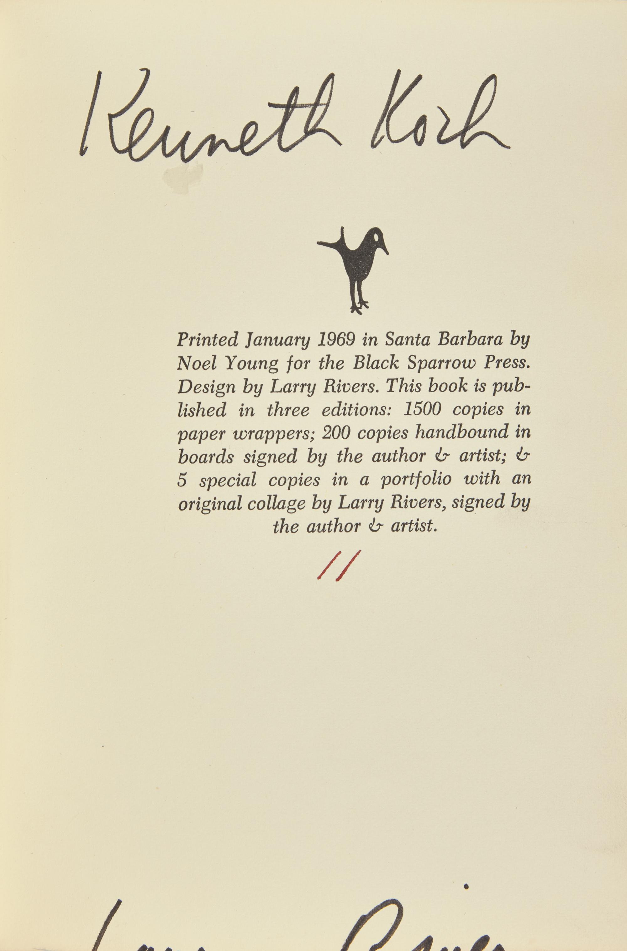 [Literature] [Rivers, Larry] Koch, Kenneth. When the Sun Tries to Go On