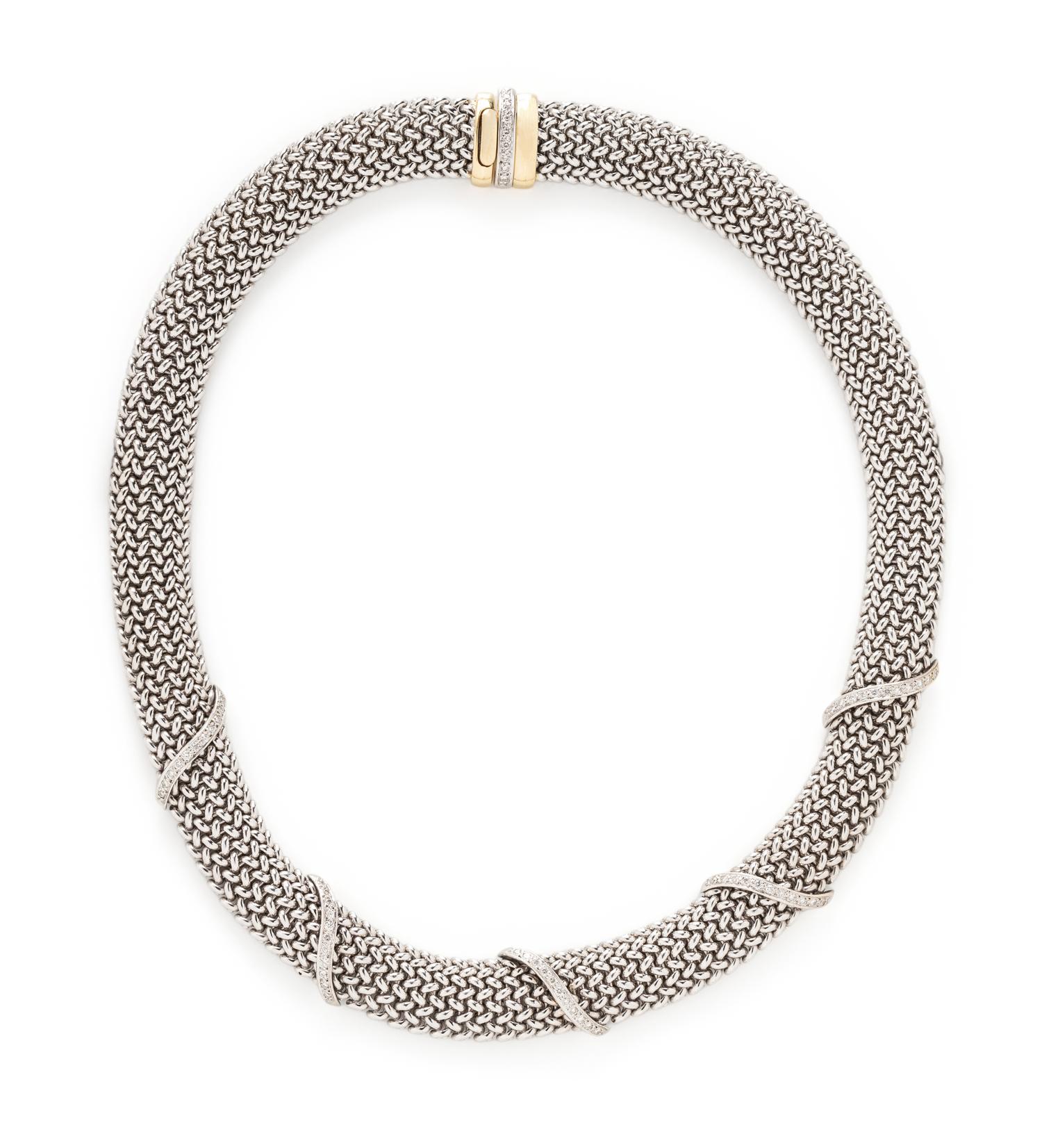 BICOLOR GOLD, AND DIAMOND COLLAR NECKLACE