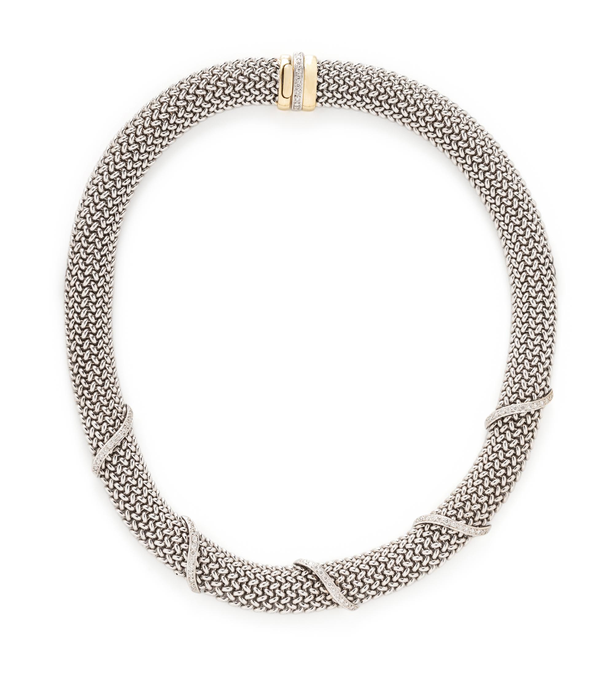 BICOLOR GOLD, AND DIAMOND COLLAR NECKLACE