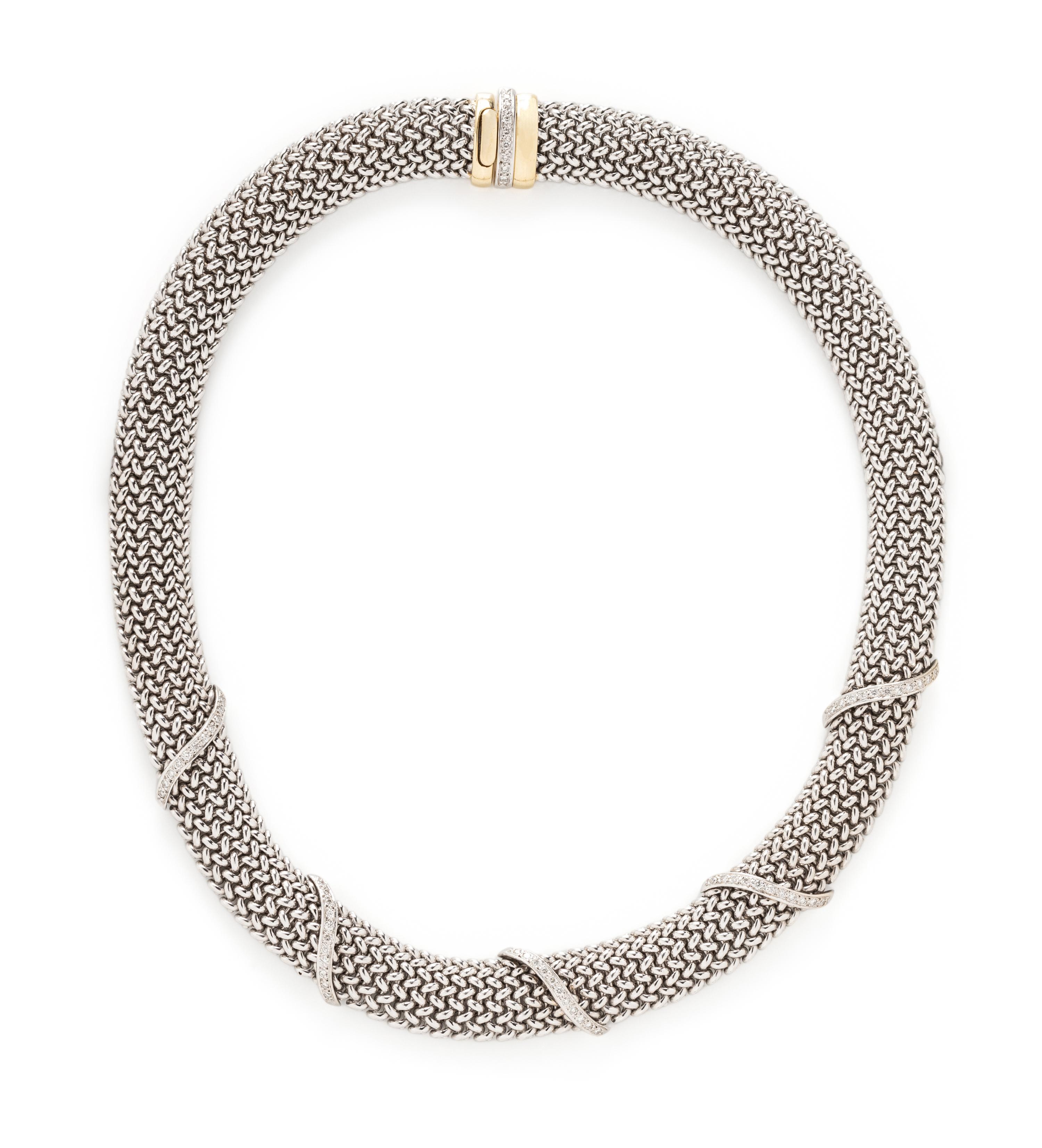 BICOLOR GOLD, AND DIAMOND COLLAR NECKLACE