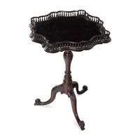 A George III Style Mahogany Gallery-Top Tea Table