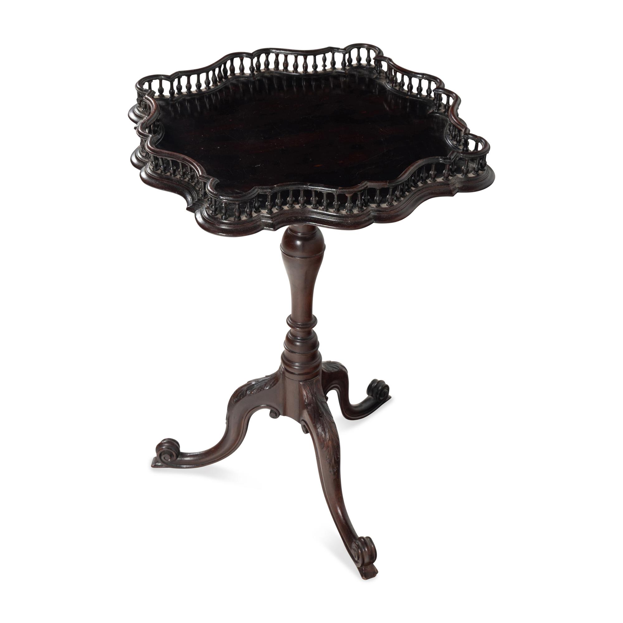 A George III Style Mahogany Gallery-Top Tea Table
