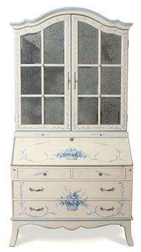 A French Provincial Style Painted Secretary Desk Height 88 x width 44 x depth 20 inches. — 20TH CENTURY