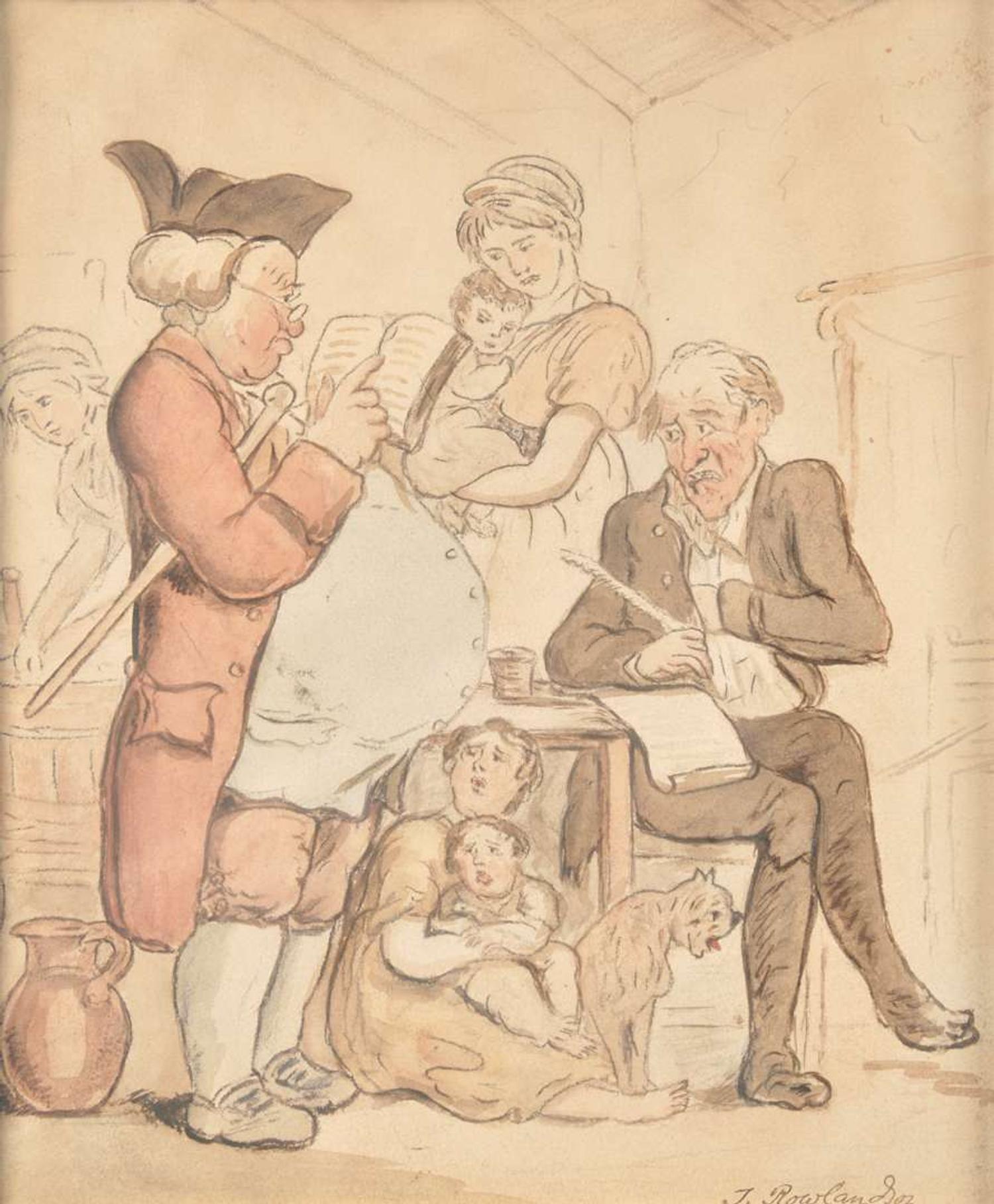Thomas Rowlandson (British, 1756-1827) - The Rent is Due (Landlord and Family)