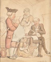 Thomas Rowlandson (British, 1756-1827) - The Rent is Due (Landlord and Family)