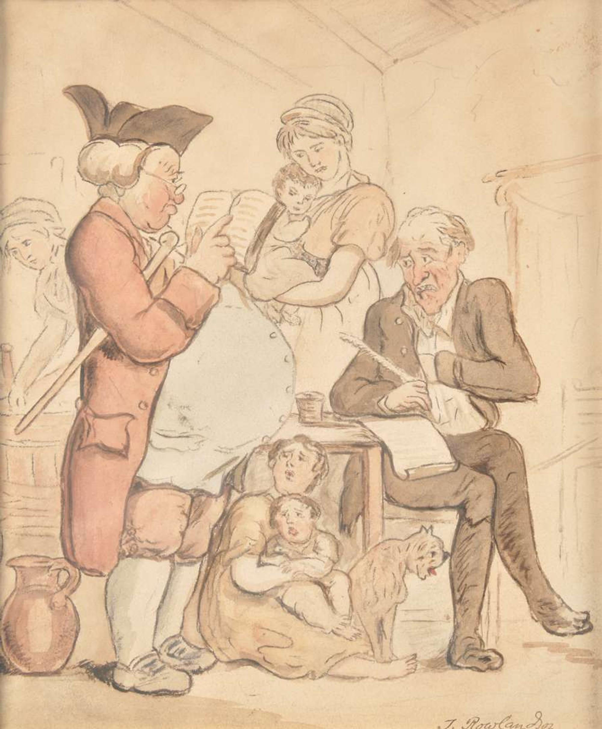 Thomas Rowlandson (British, 1756-1827) - The Rent is Due (Landlord and Family)