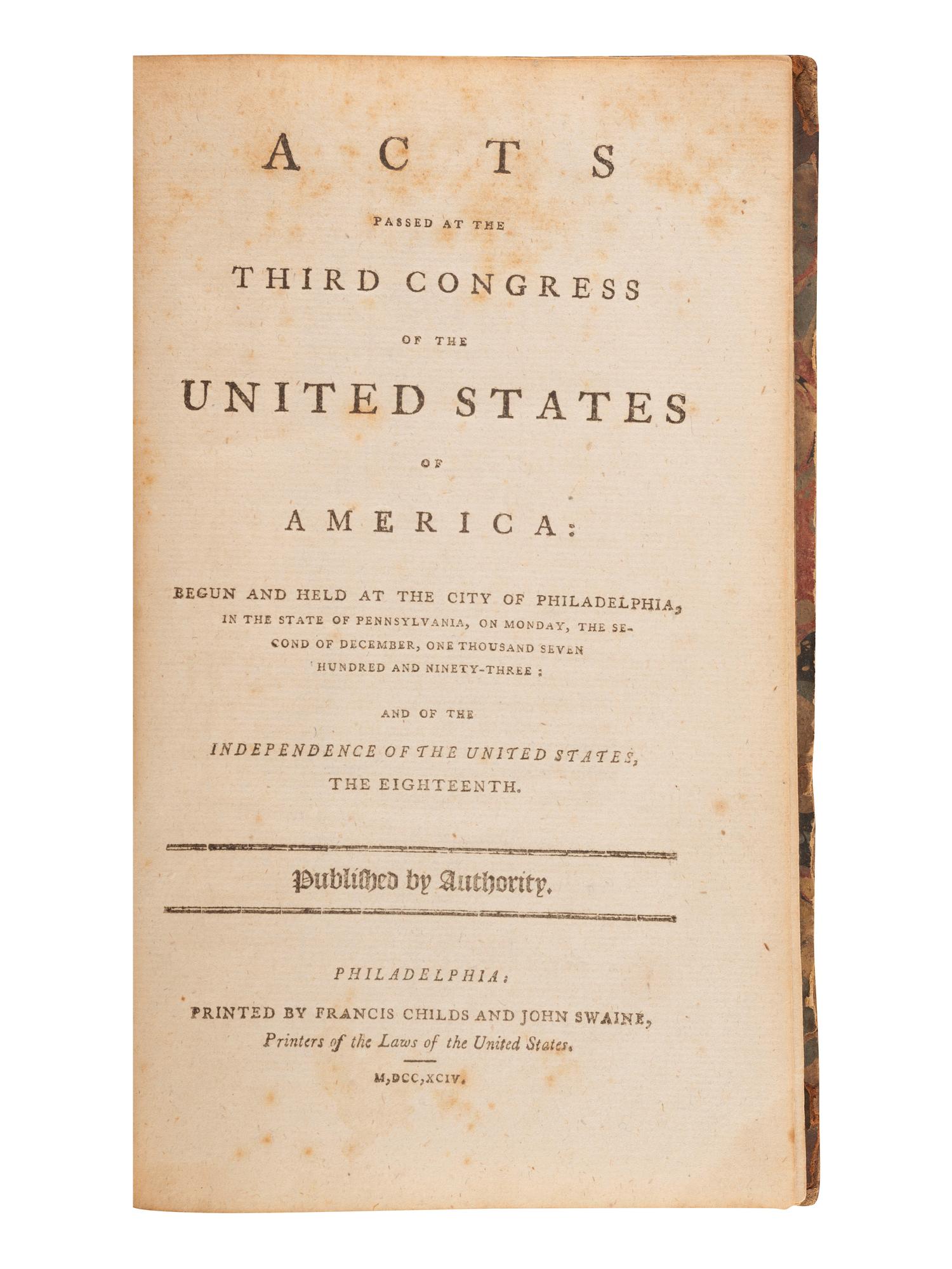 [POLITICS IN AMERICA]. A group of 18th century Congressional publications, comprising: