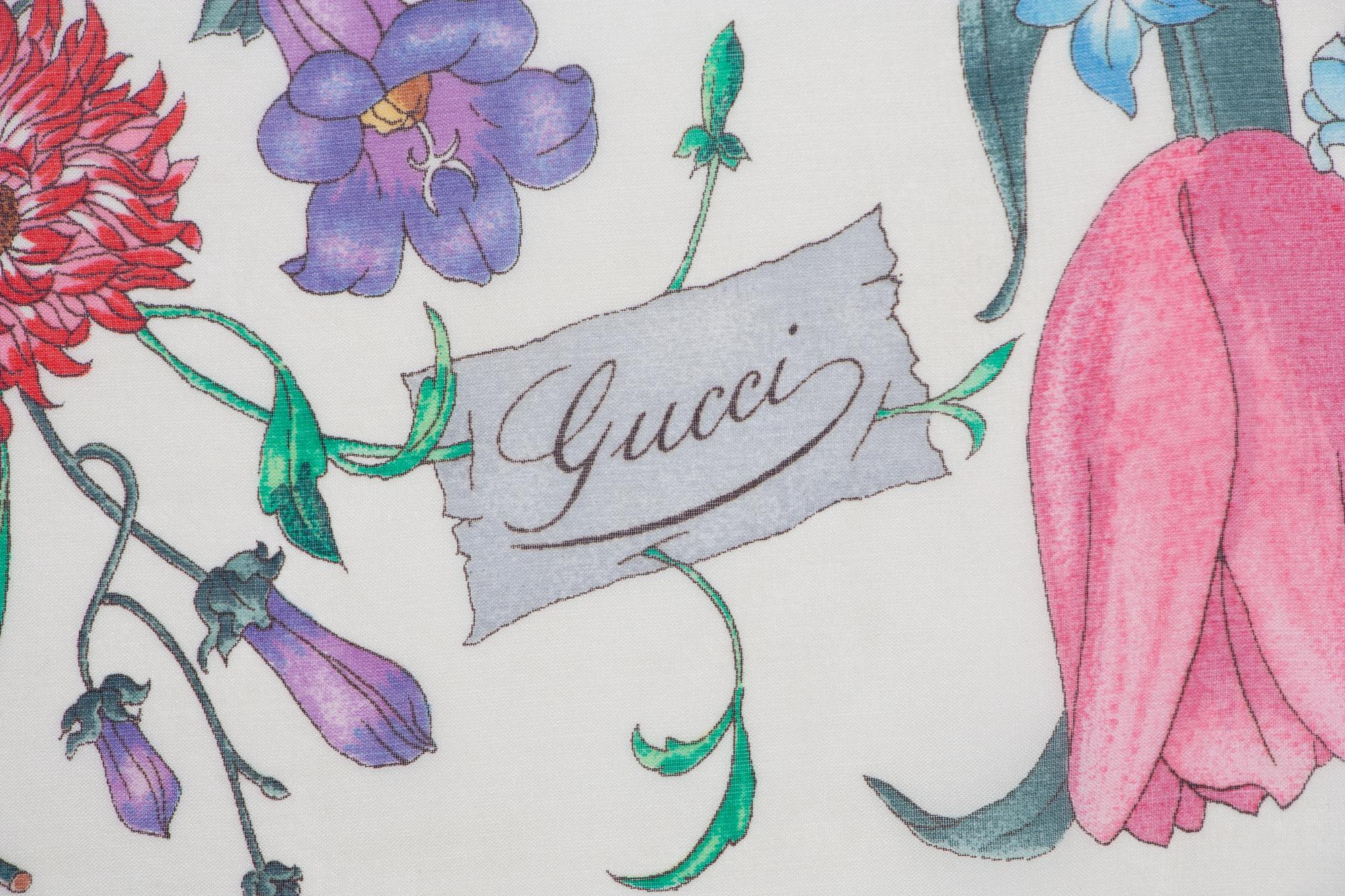 Five Designer Silk Scarves: Two Hermès, Gucci, Bottega Veneta, Pierre Cardin