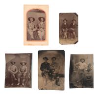 [WESTERN AMERICANA]. 10 tintypes, incl. pairs of cowboys and other rough-and-tumble characters.