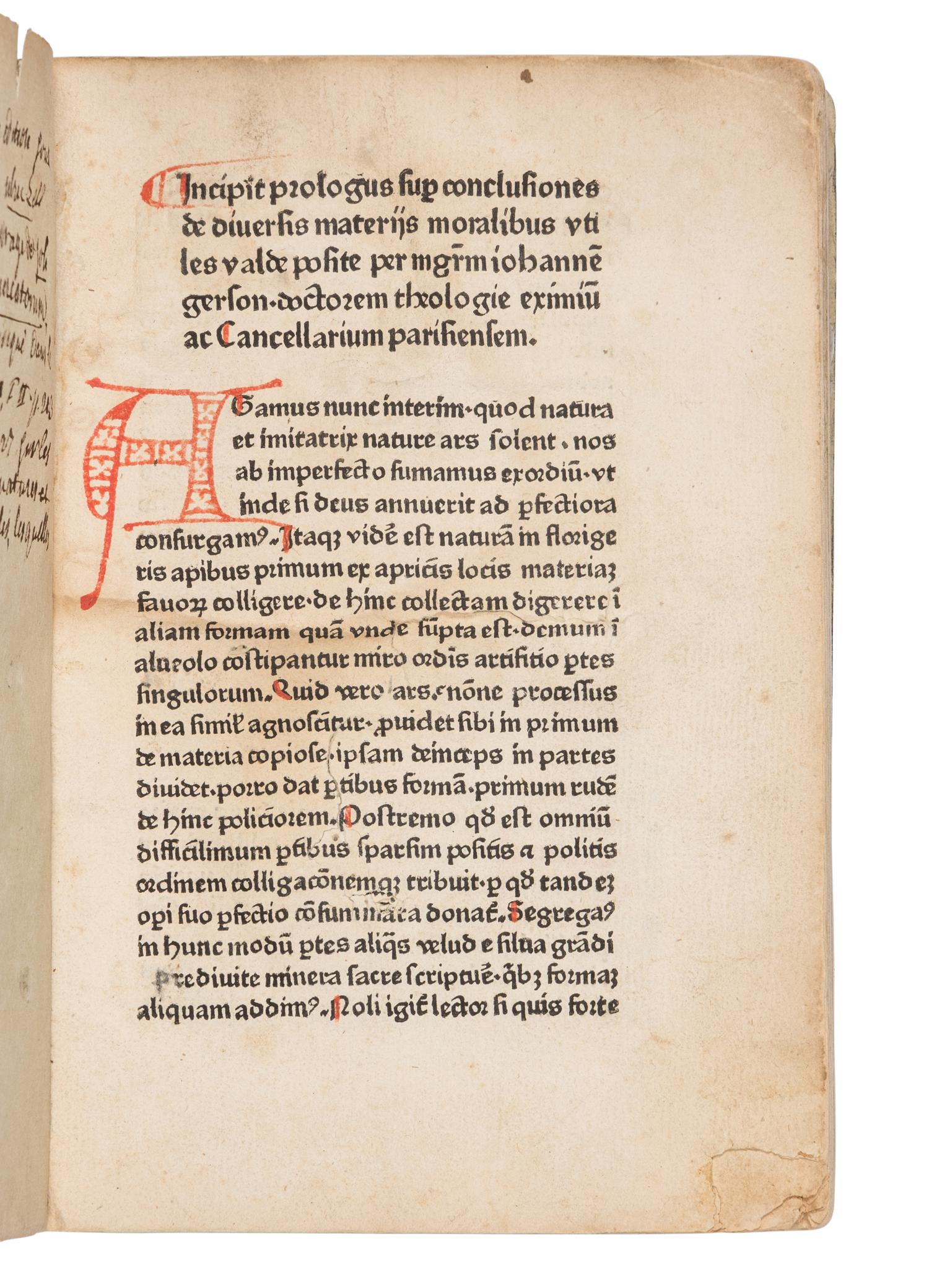 GERSON, Johannes (1363-1429). Conclusiones de diversis materiis moralibus, sive De regulis mandatorum . [Cologne : Ulrich Zel, not after 1470]