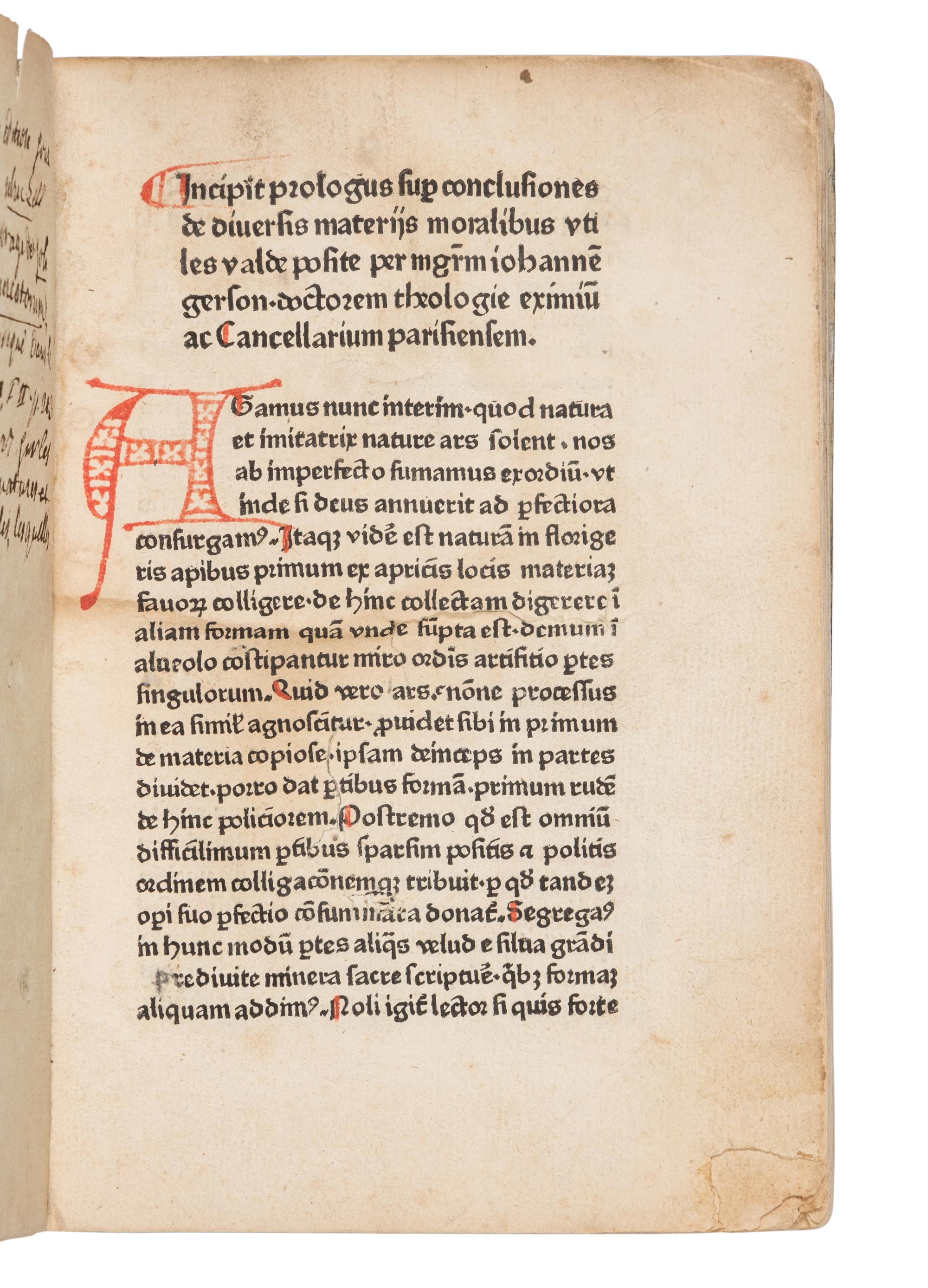 GERSON, Johannes (1363-1429). Conclusiones de diversis materiis moralibus, sive De regulis mandatorum . [Cologne : Ulrich Zel, not after 1470]