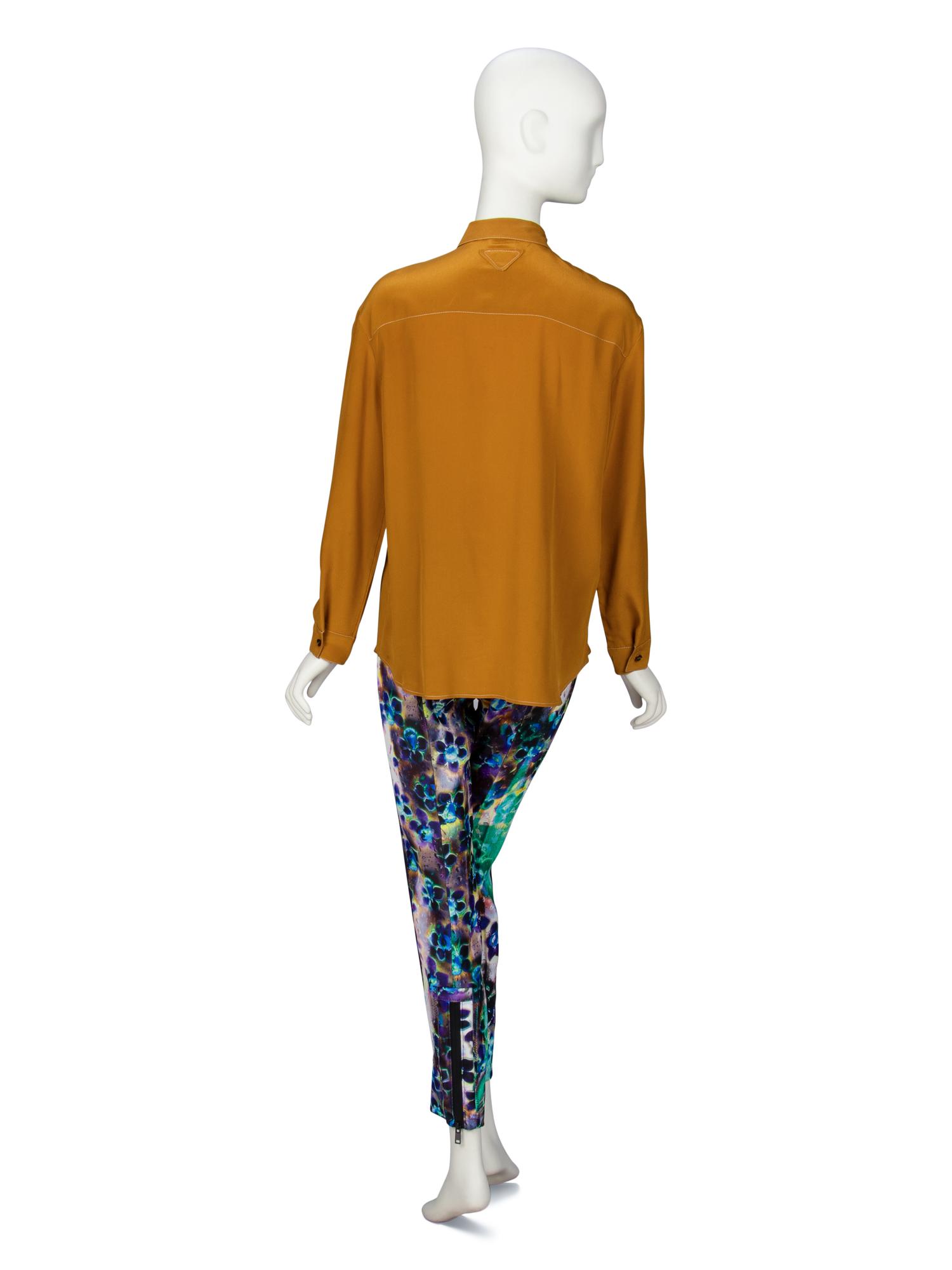 PRADA, SILK BLOUSE & PRINTED PANTS