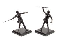 Two Grand Tour Style Patinated Spelter Models of Athletes