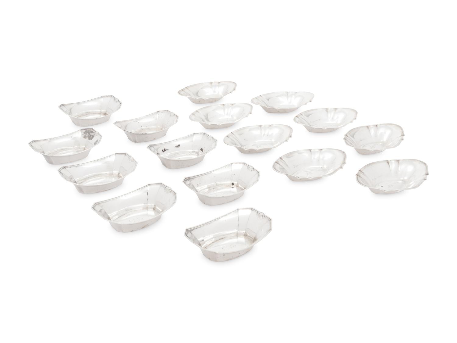 Sixteen American Silver Nut Dishes