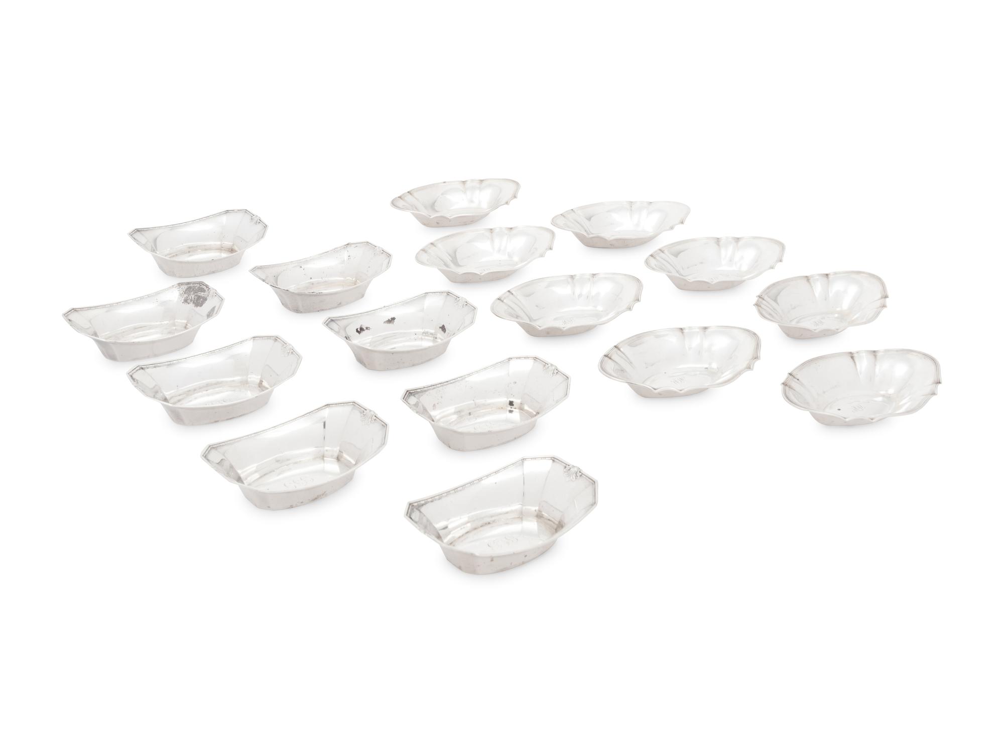 Sixteen American Silver Nut Dishes