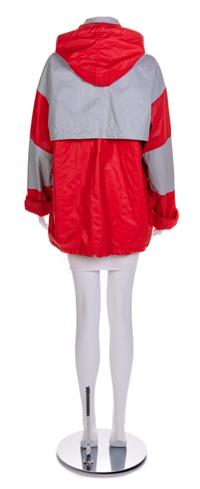 Chanel Red and Gray Raincoat, 1990-2000s Size label: 42
