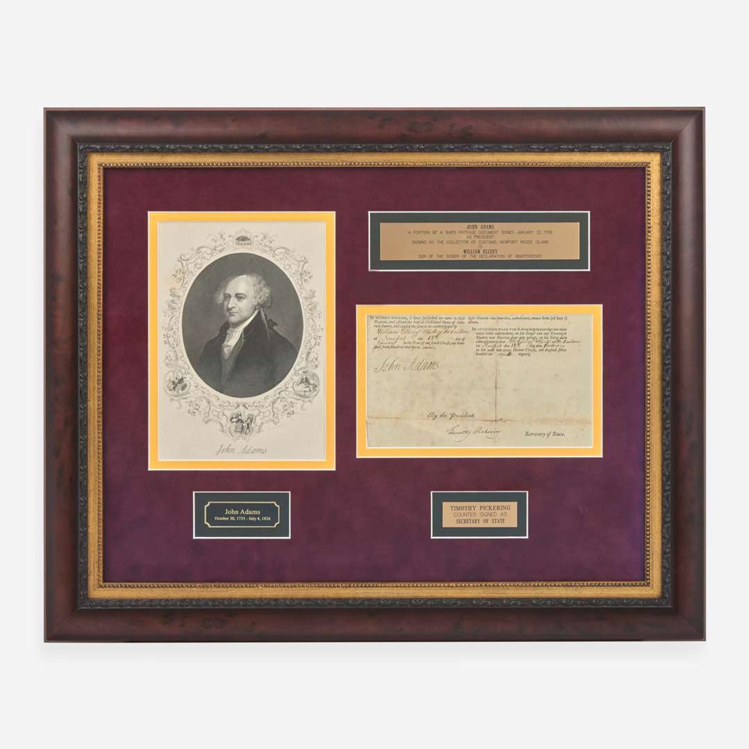 [Declaration of Independence] [Massachusetts] Adams, John Portion of a Partially-Printed Document, signed