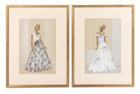 Artist Unknown, (20th Century), Fashion Illustrations (two works)