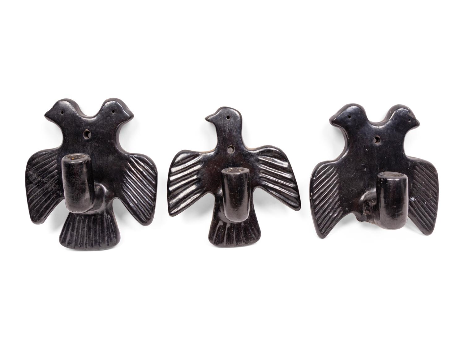 A Group of Blackware Wall Sconces by Domingita Naranjo