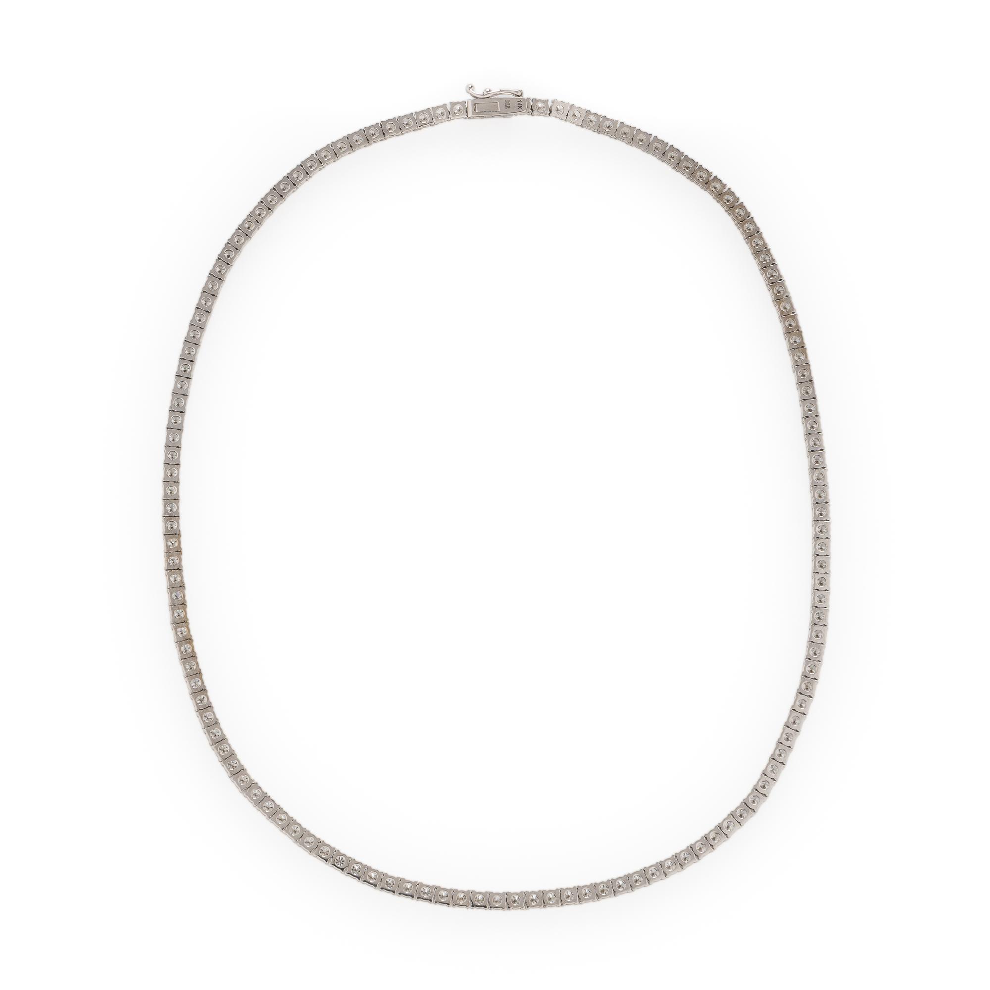 Diamond and White Gold Line Necklace