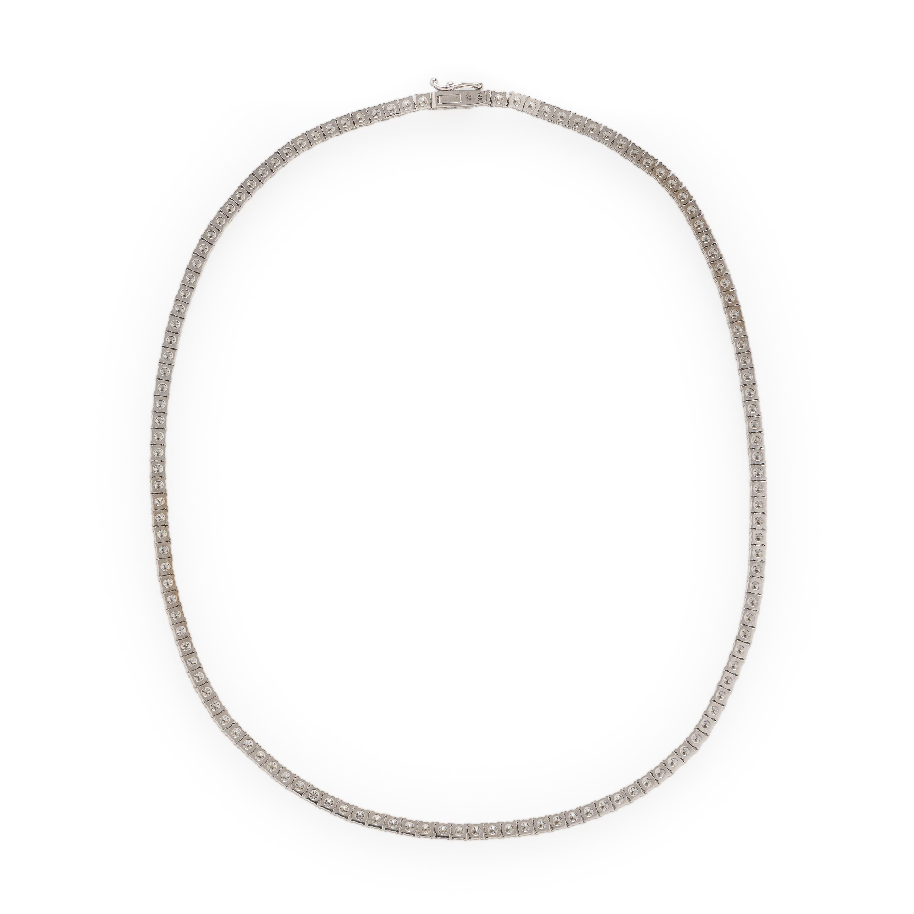 Diamond and White Gold Line Necklace