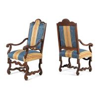 A Pair of Louis XIII Walnut Fauteils