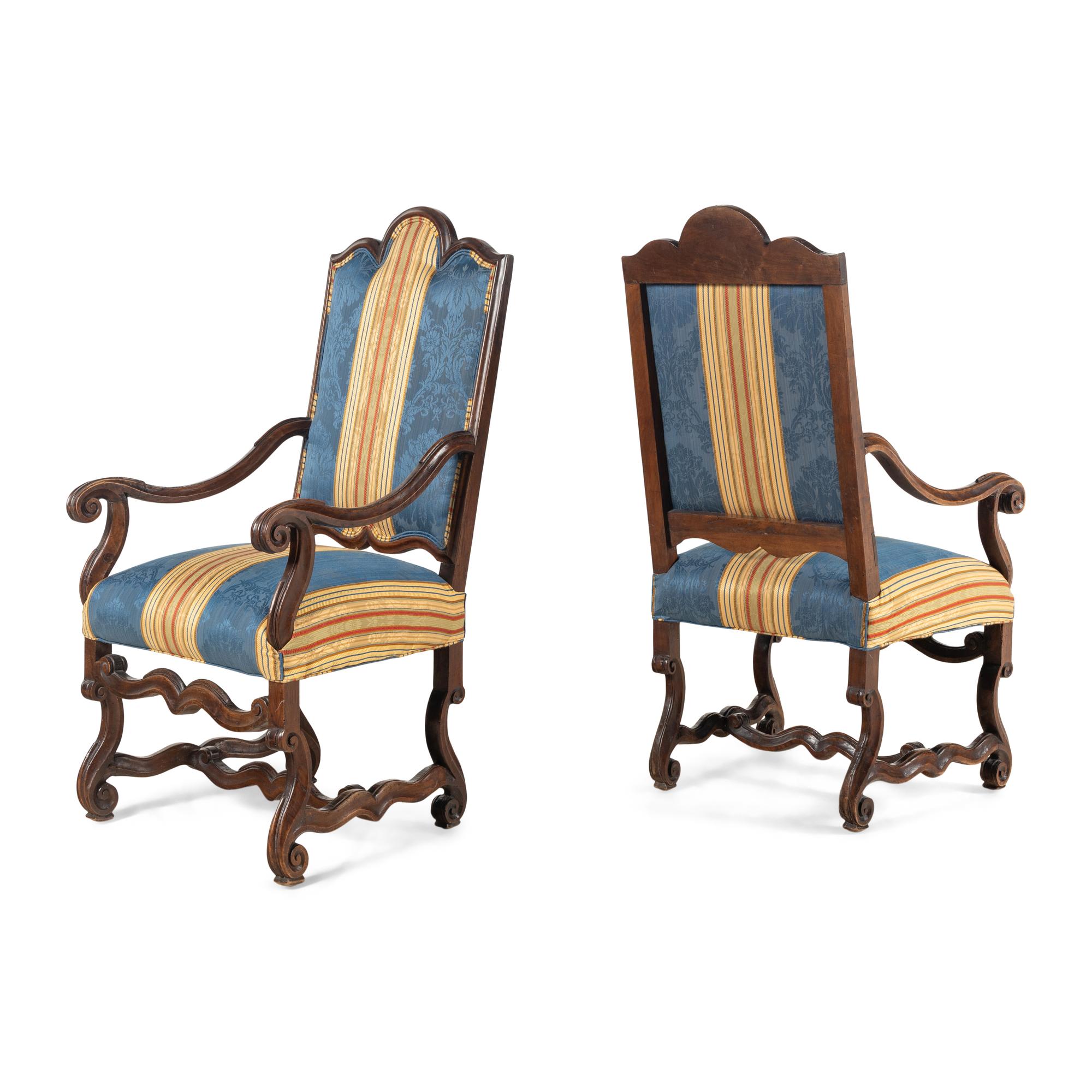 A Pair of Louis XIII Walnut Fauteils