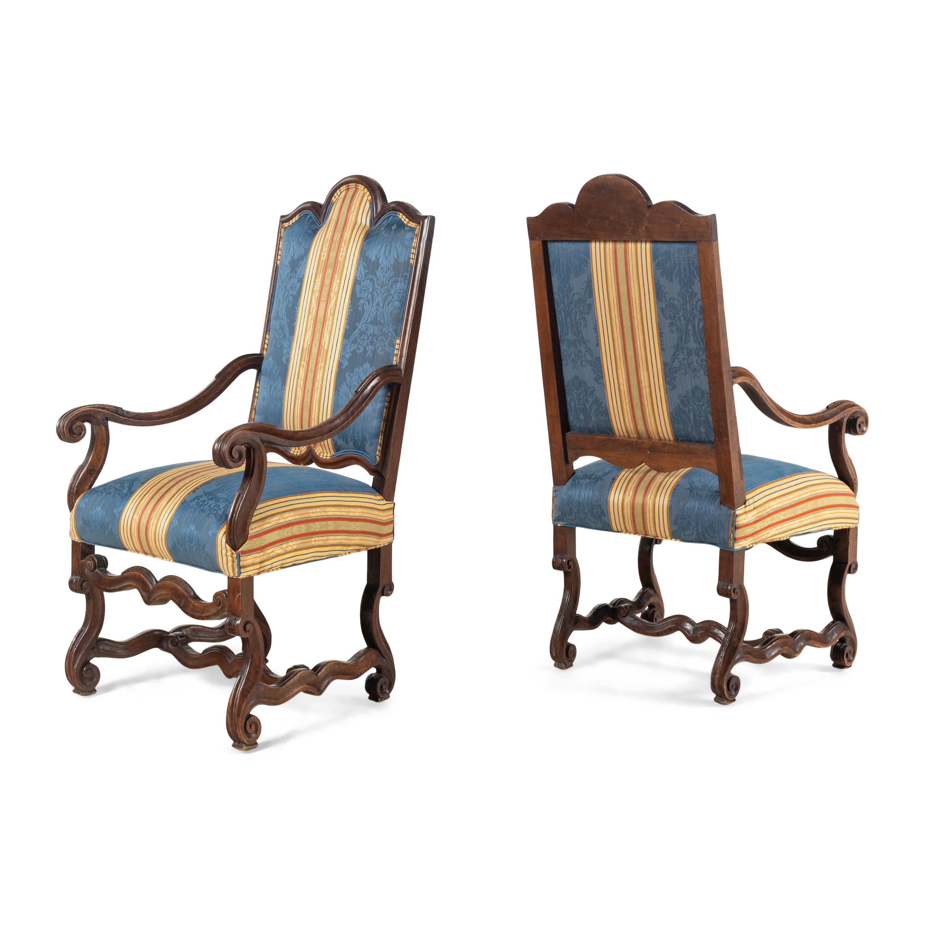 A Pair of Louis XIII Walnut Fauteils