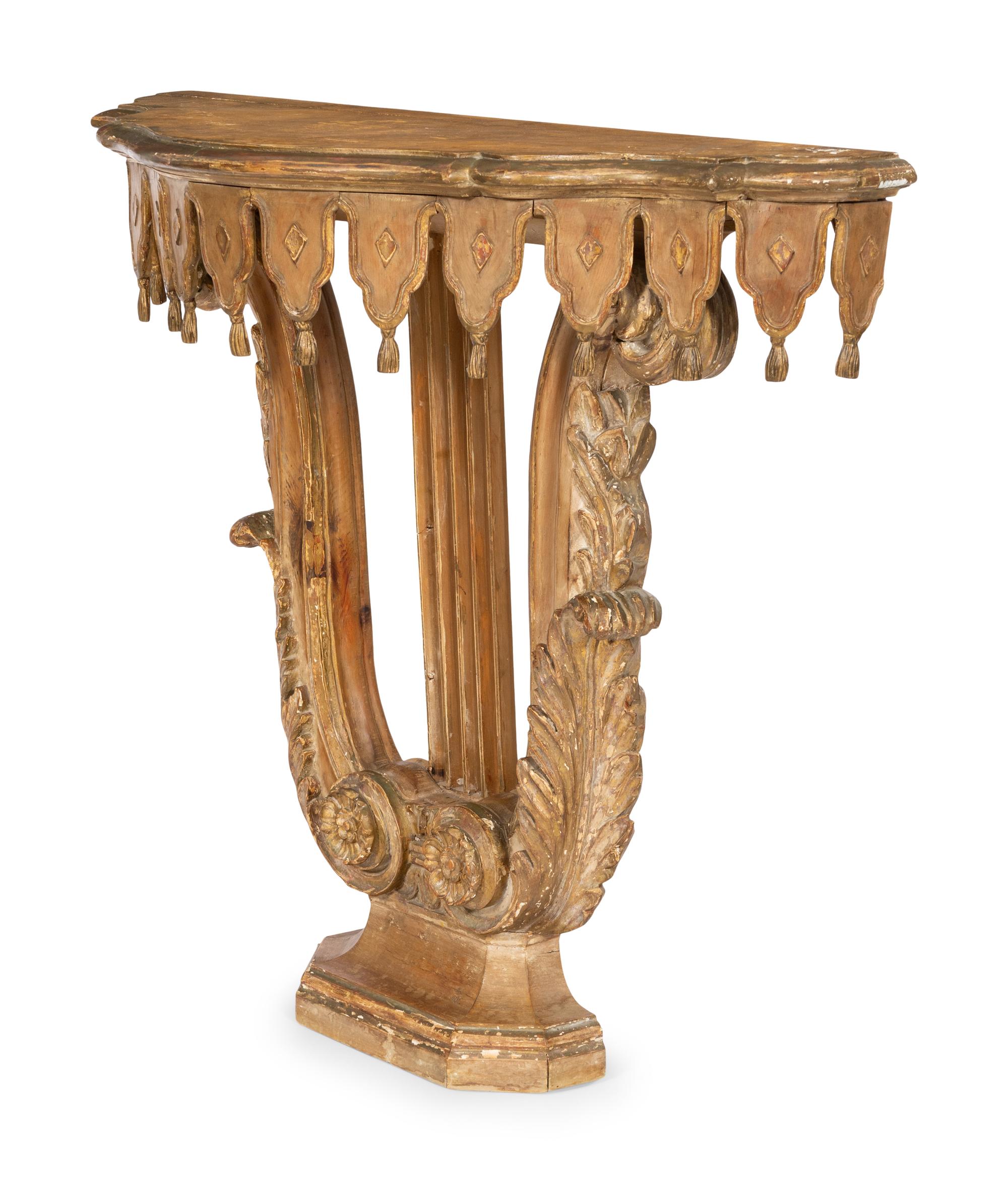 An Italian Neoclassical Style Polychromed Console d'Appliqué