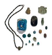 Seventeen Egyptian Faience, Stone, and Glass Objects