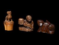 Seven Japanese Carved Wood Netsuke