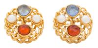 A Pair of Chanel Pearl and Gripoix Earclips, 1.5" diameter.