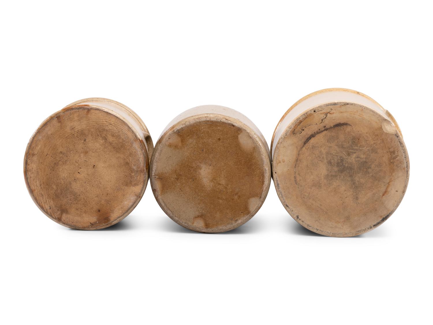 Three Cobalt-Decorated Stoneware Crocks