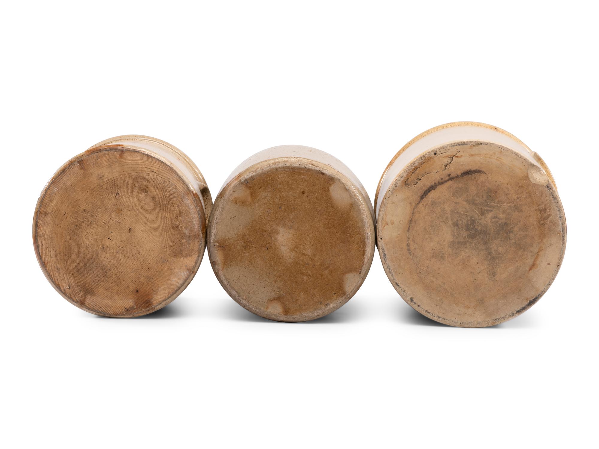 Three Cobalt-Decorated Stoneware Crocks