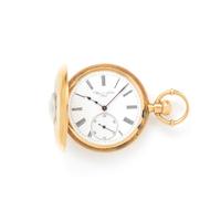 ULYSSE NARDIN, 18K YELLOW GOLD DEMI-HUNTER POCKET WATCH AND FOB CHAIN