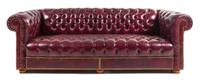 A Faux Leather Upholstered Chesterfield Sofa Height 29 x width 90 x depth 34 inches. — 20TH CENTURY