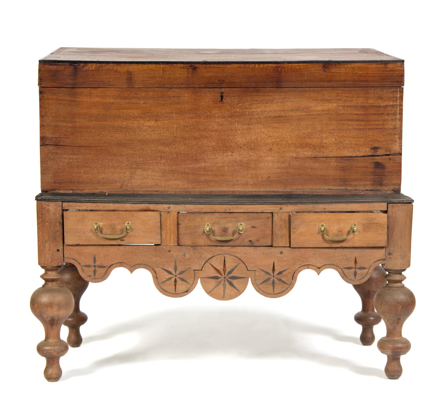 A Mahogany Blanket Chest on Stand Height 38 1/2 x width 42 1/2 x depth 20 3/4 inches. — EARLY 19TH CENTURY