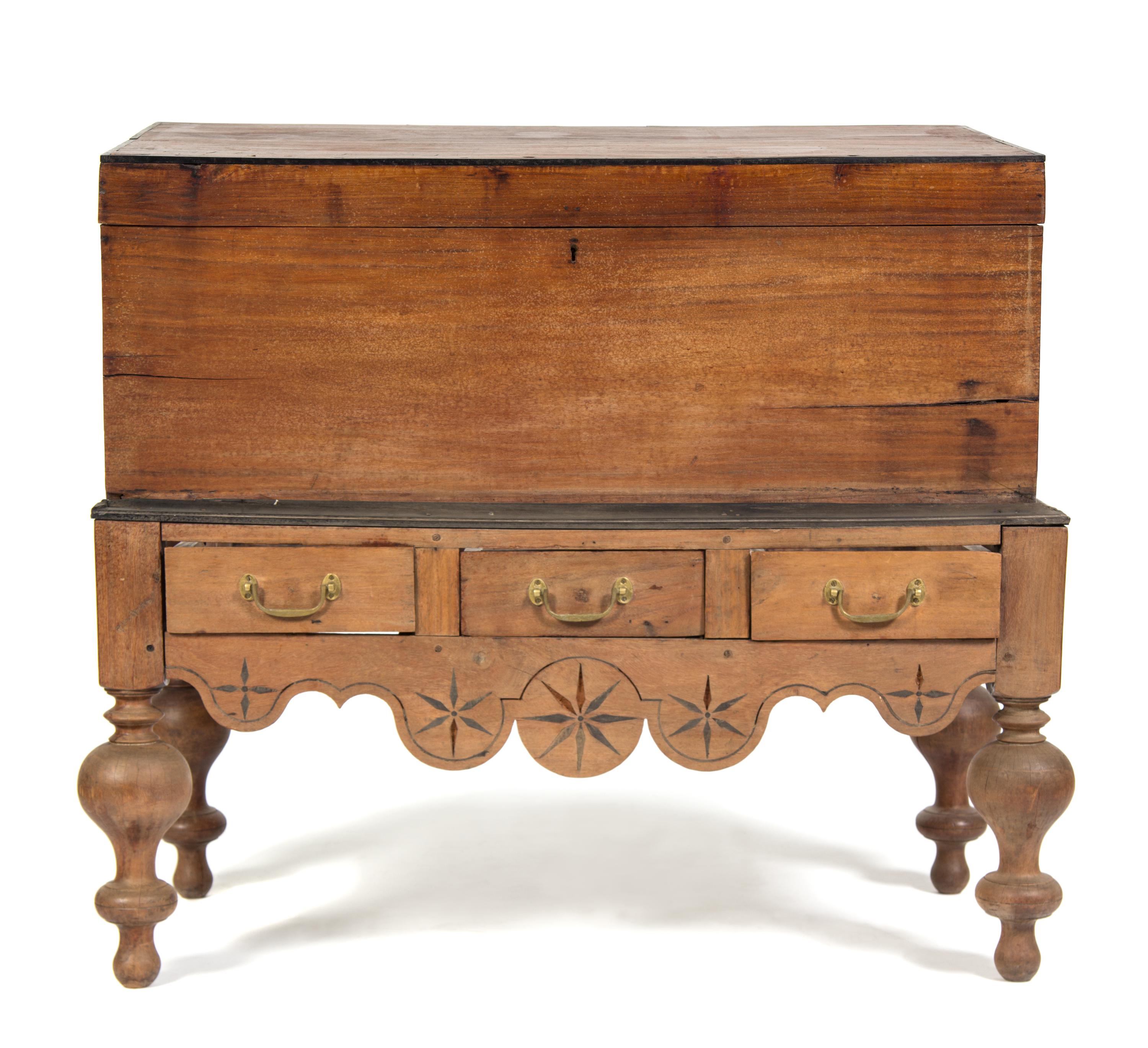A Mahogany Blanket Chest on Stand Height 38 1/2 x width 42 1/2 x depth 20 3/4 inches. — EARLY 19TH CENTURY