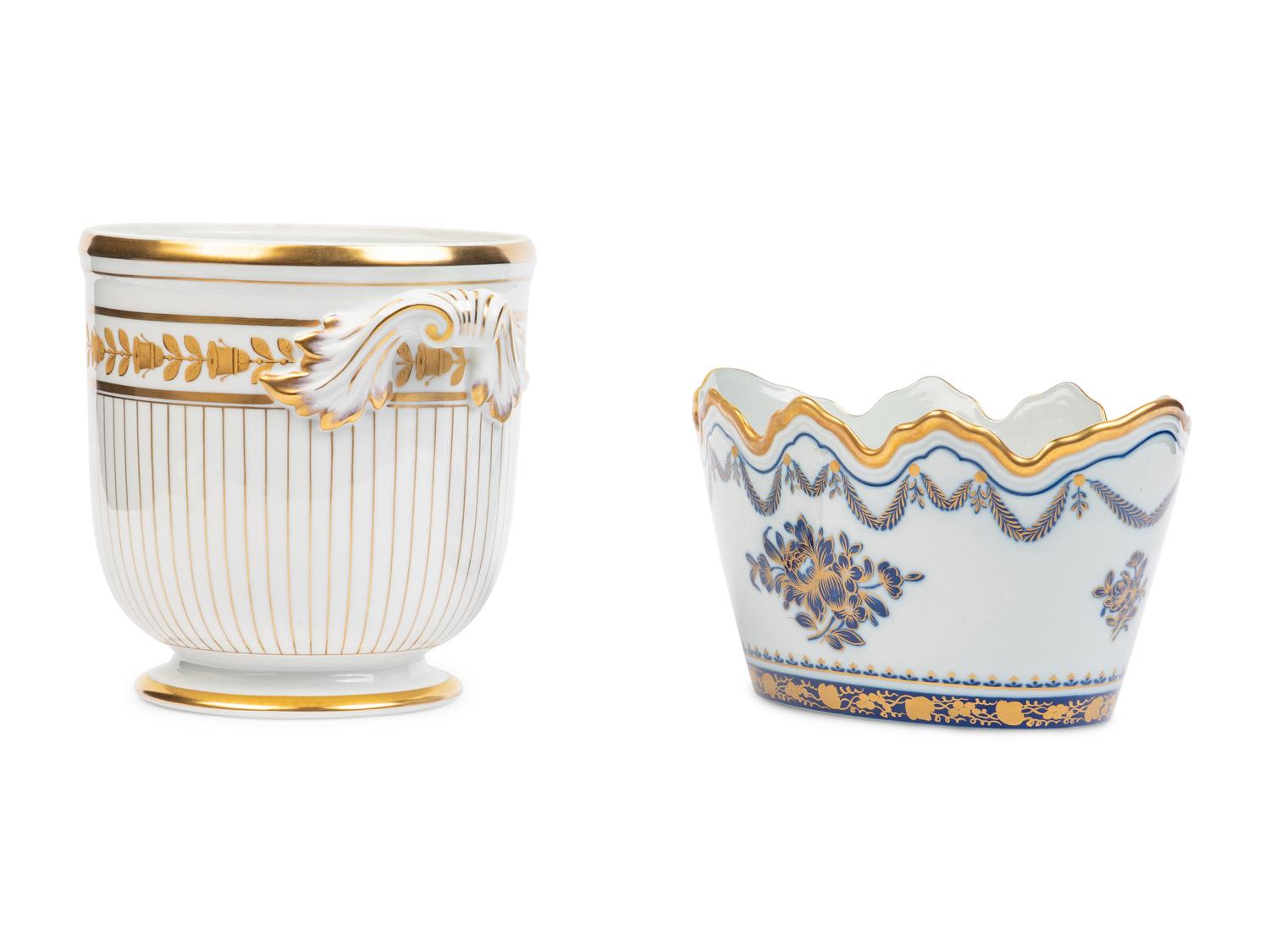 Two Vista Allegre Porcelain Cache Pots