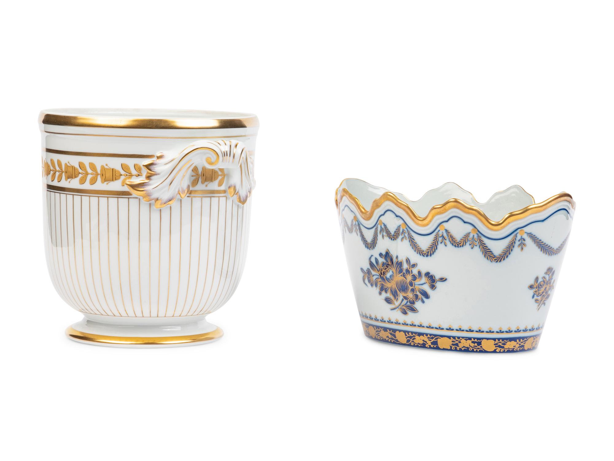 Two Vista Allegre Porcelain Cache Pots