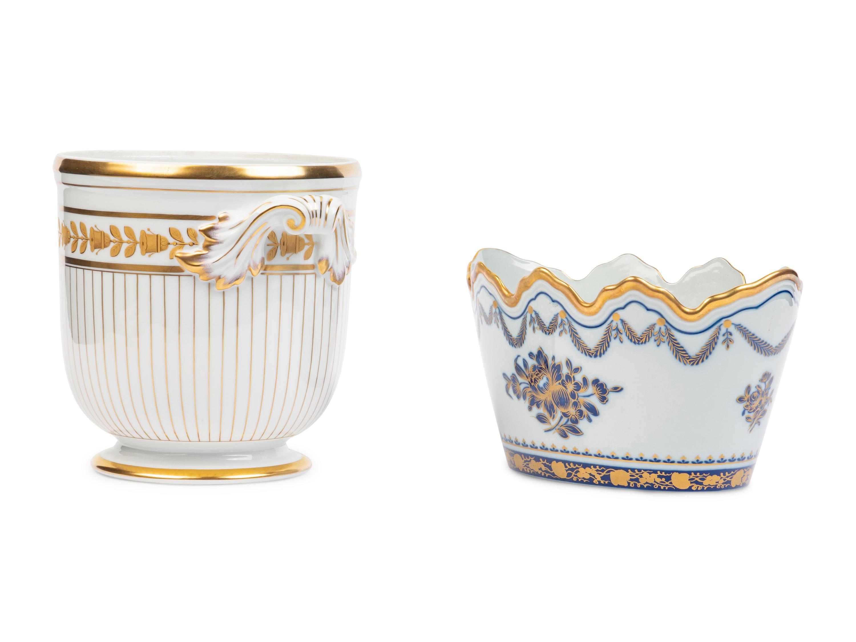 Two Vista Allegre Porcelain Cache Pots