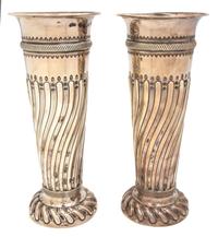 A Pair of English Silver Vases, Sibray Hall & Co., London, 1894,