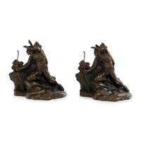 A Pair of Jennings Brothers Bronzed Indian Bookends, Prospect Point, Niagara