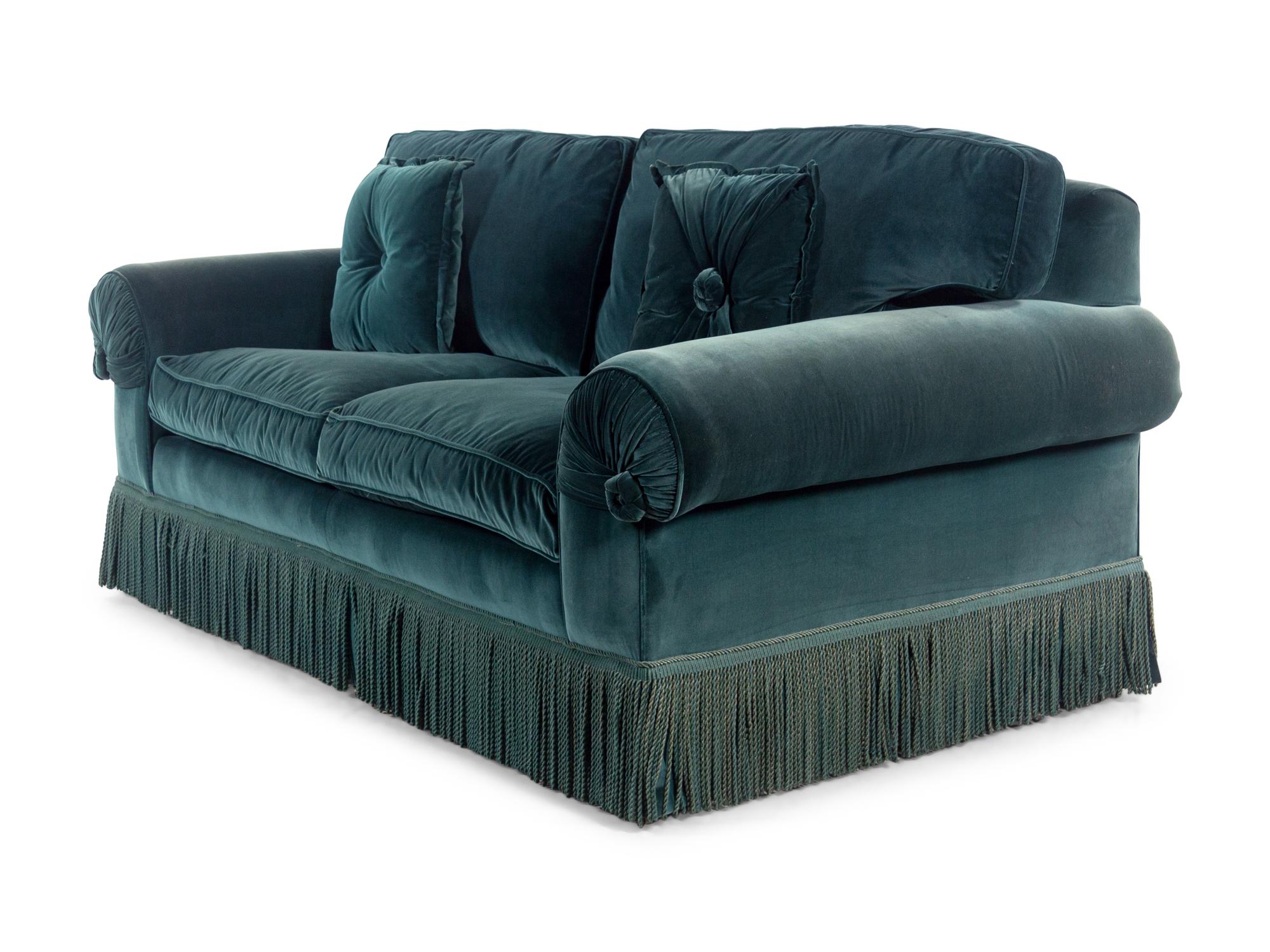 A Green Velvet Upholstered Sofa