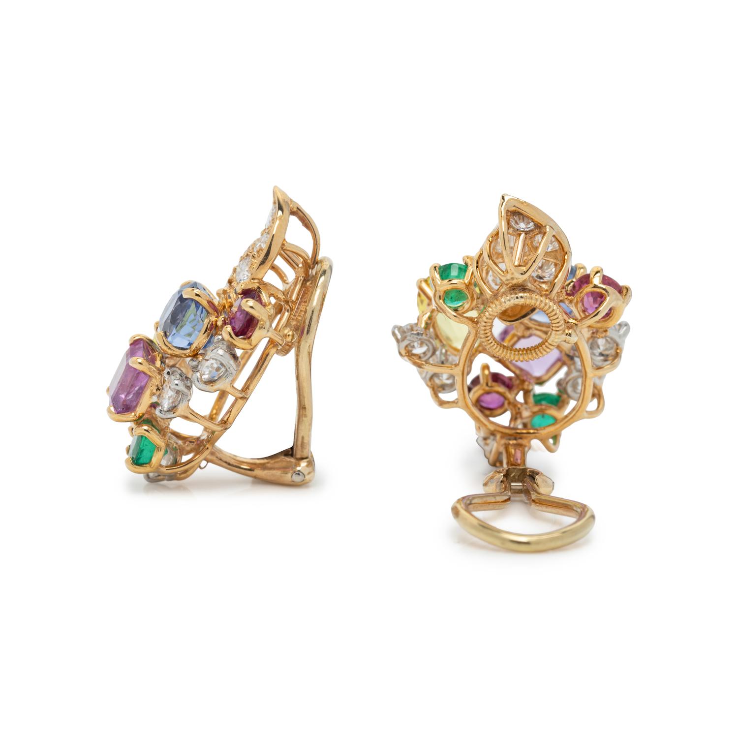 OSCAR HEYMAN & BROTHERS, MULTICOLOR SAPPHIRE, EMERALD AND DIAMOND PARURE