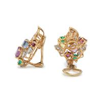 OSCAR HEYMAN & BROTHERS, MULTICOLOR SAPPHIRE, EMERALD AND DIAMOND PARURE