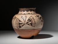 San Ildefonso Inverted Polychrome Pottery Jar, with Birds