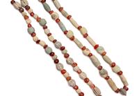 Two Egyptian Carnelian, Faience, and Ceramic Necklaces