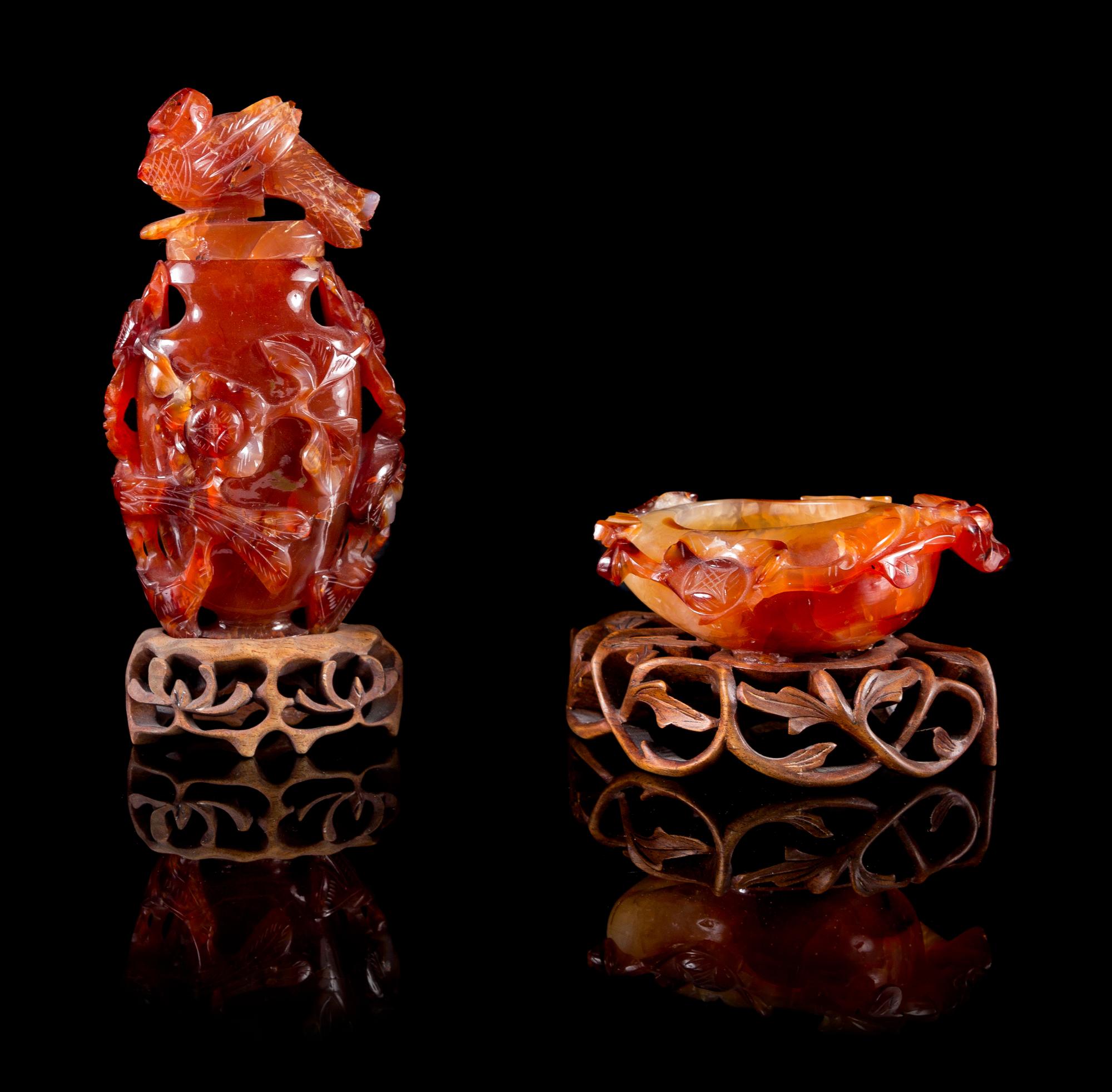 Two Carnelian Agate Articles Heigh of taller 5 inches.