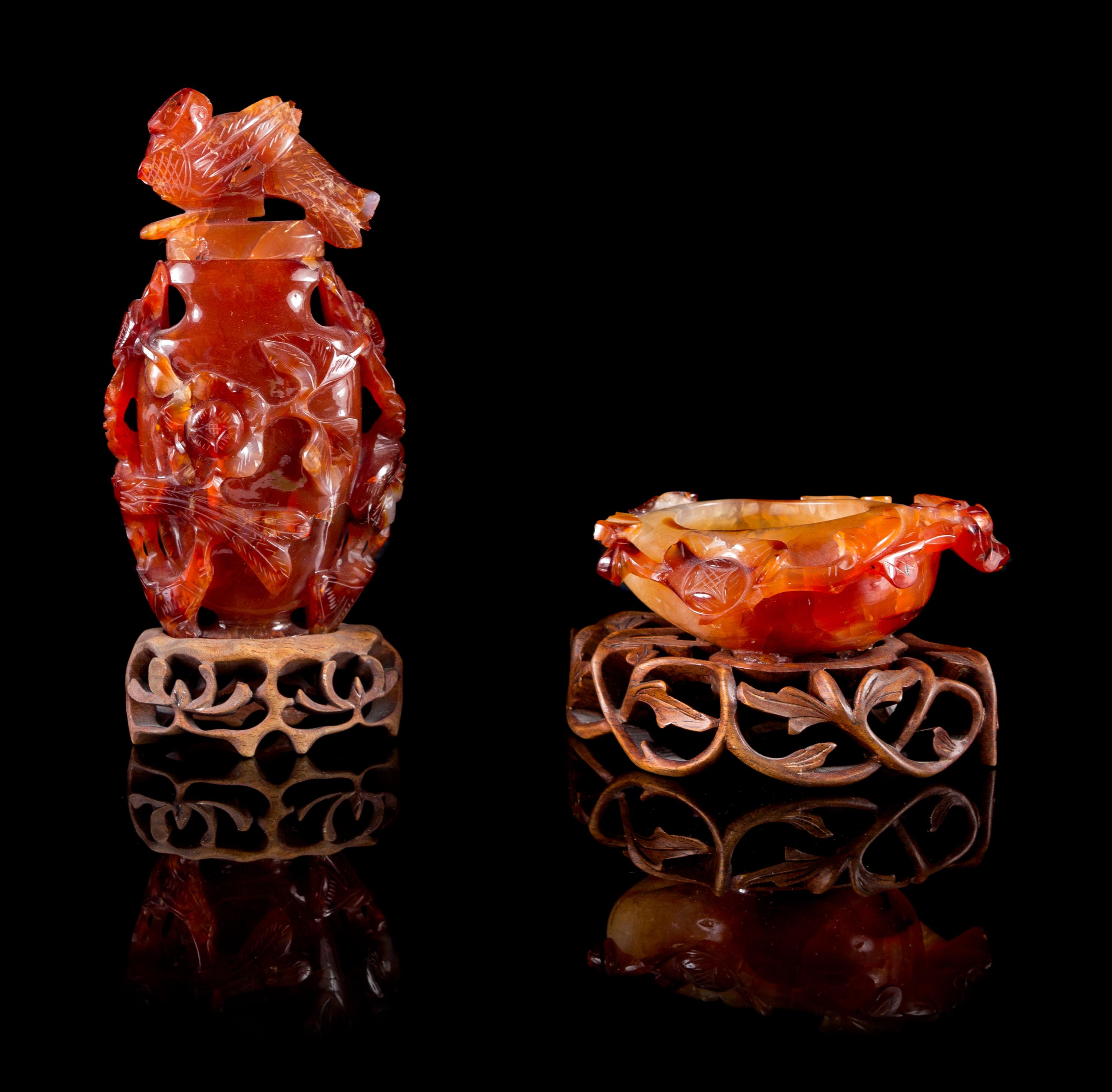 Two Carnelian Agate Articles Heigh of taller 5 inches.